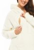 MijaCulture - super soft and cozy maternity and nursing sweatshirt with hood BEAR M022 ecru